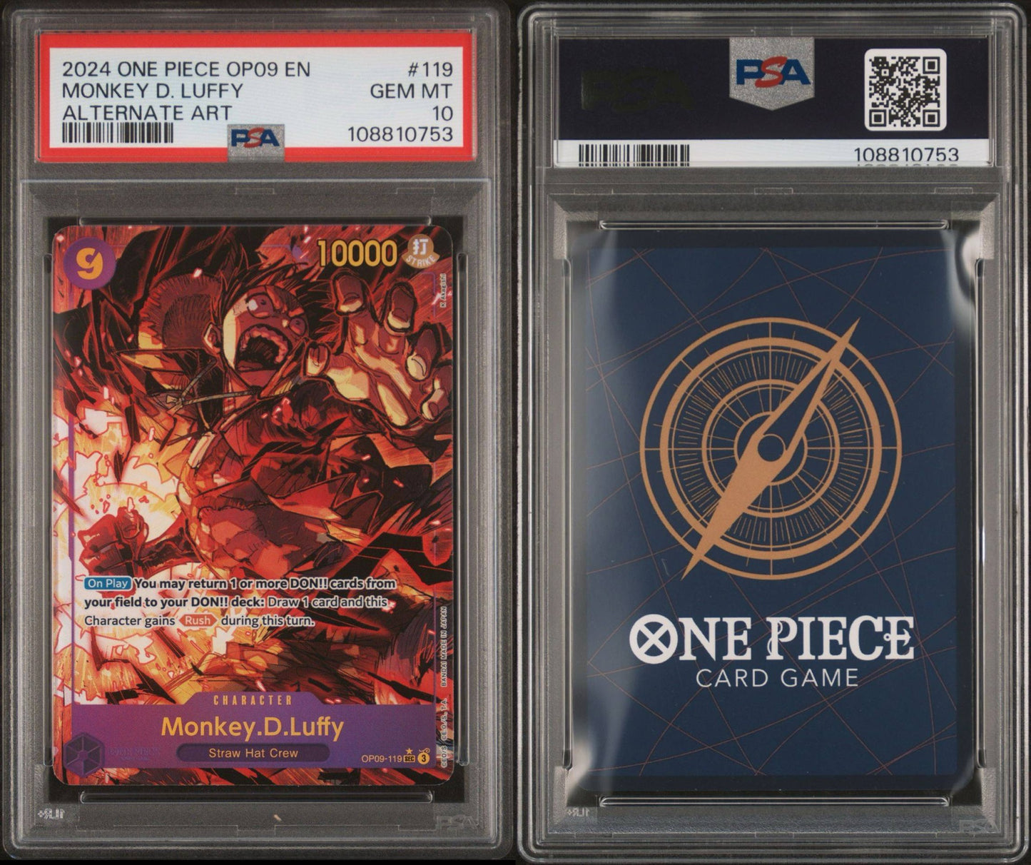 PSA 10 2024 ONE PIECE OP09-EMPERORS IN THE NEW WORLD | ALTERNATE ART MONKEY D. LUFFY 119