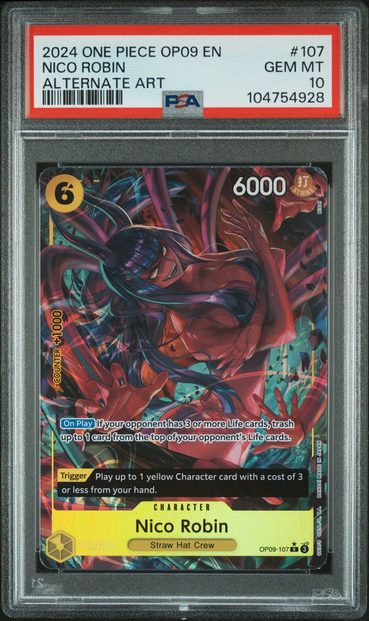 PSA 102024 ONE PIECE OP09-EMPERORS IN THE NEW WORLD | ALTERNATE ARTNICO ROBIN 107