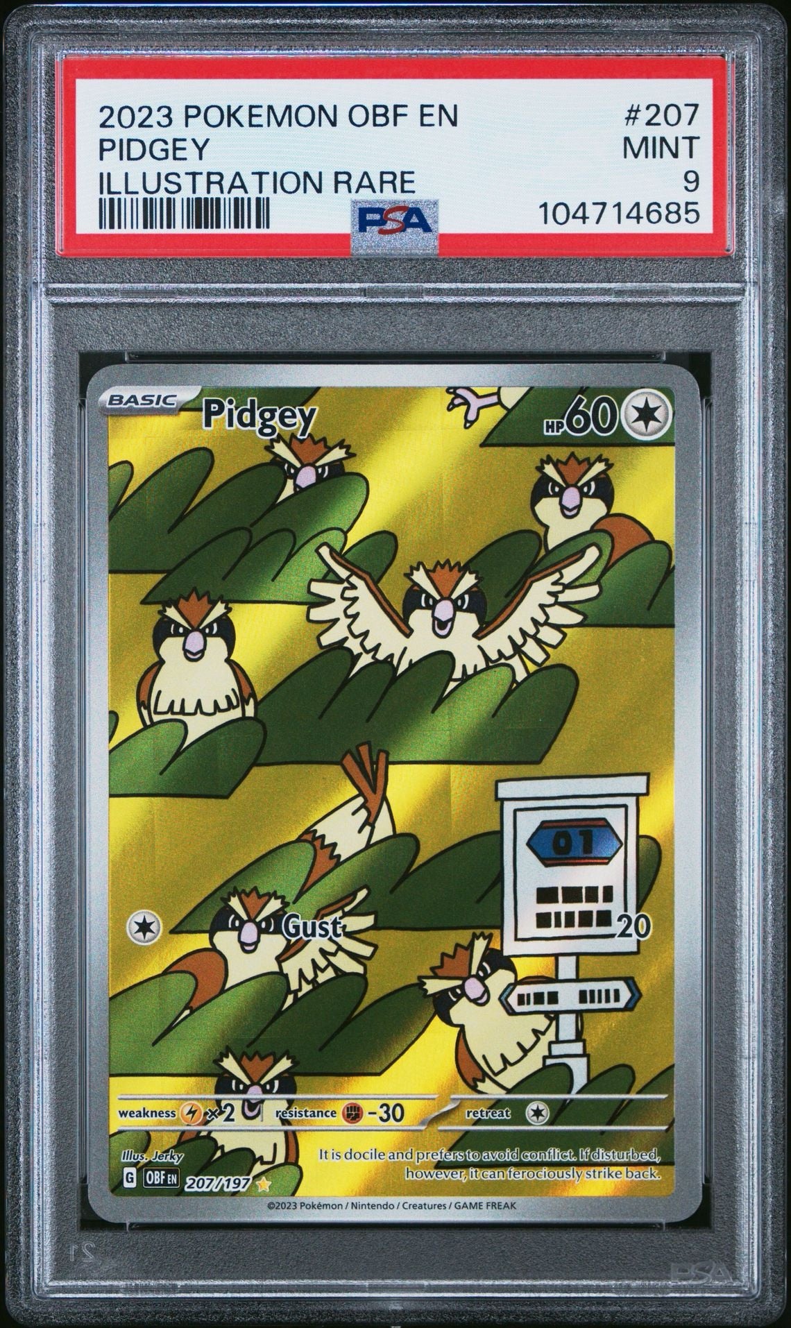 PSA 9 2023 POKEMON OBF EN-OBSIDIAN FLAMES | ILLUSTRATION RARE 207 PIDGEY