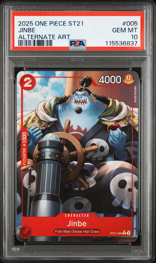 PSA 10 2025 ONE PIECE STARTER DECK ST21-EX GEAR 5 | ALTERNATE ART JINBE 005