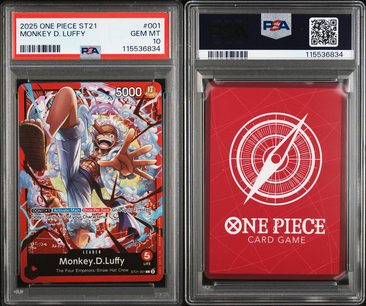 PSA 10 2025 ONE PIECE STARTER DECK ST21-EX GEAR 5 MONKEY D. LUFFY 001