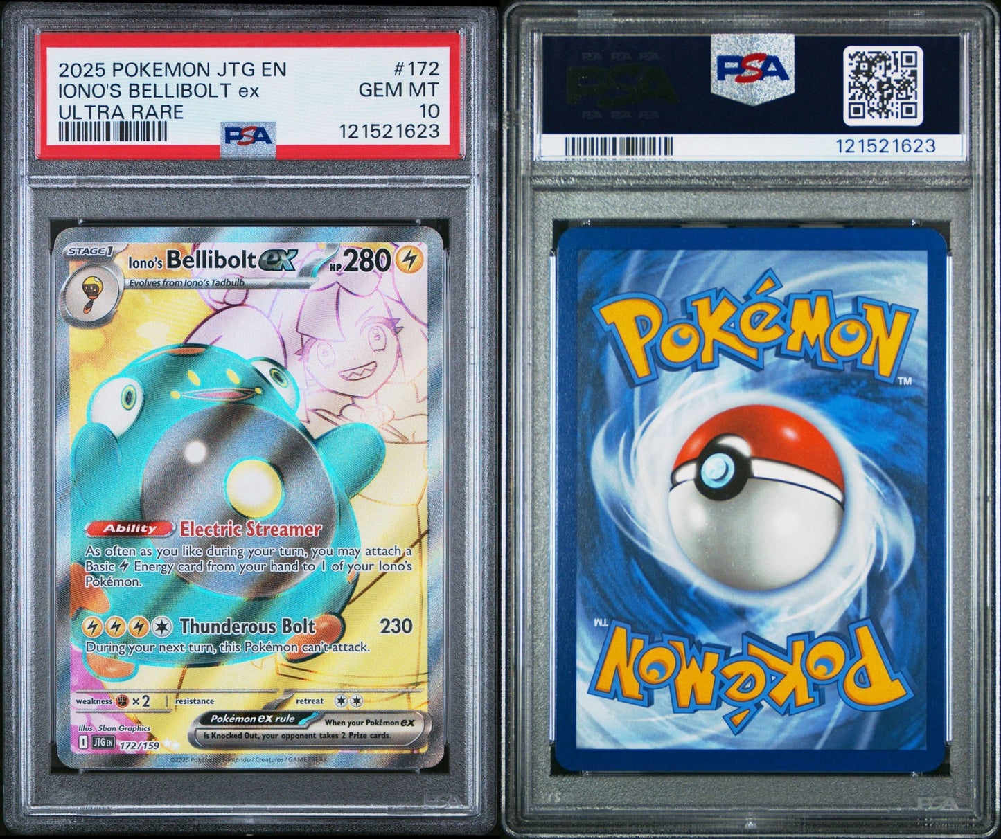 PSA 10 2025 POKEMON JTG EN-JOURNEY TOGETHER | ULTRA RARE IONO'S BELLIBOLT EX 172