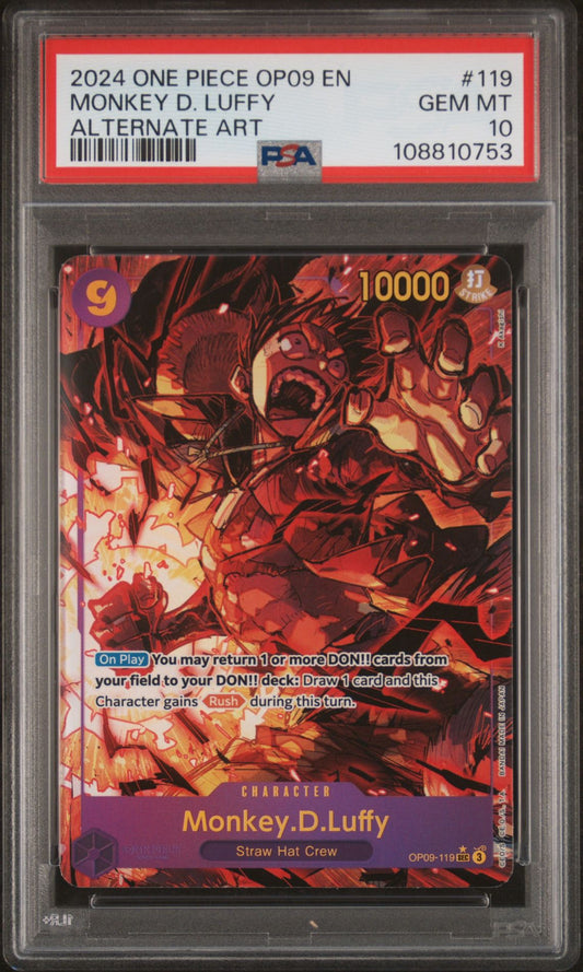 PSA 10 2024 ONE PIECE OP09-EMPERORS IN THE NEW WORLD | ALTERNATE ART MONKEY D. LUFFY 119
