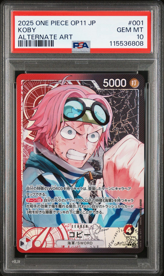 PSA 10 2025 ONE PIECE JAPANESE OP11-A FIST OF DIVINE SPEED | ALTERNATE ART KOBY 001