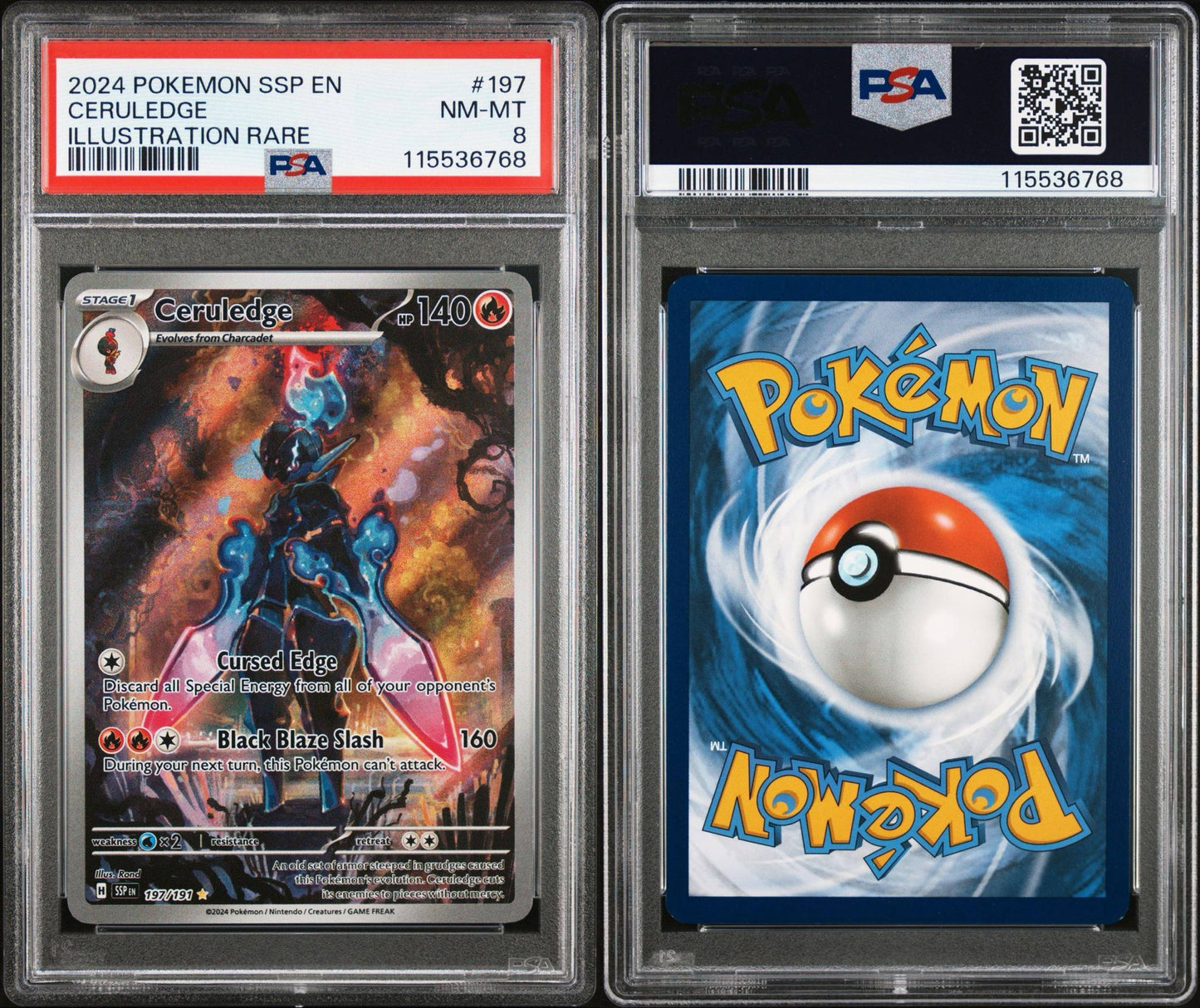 PSA 8 2024 POKEMON SSP EN-SURGING SPARKS | ILLUSTRATION RARE CERULEDGE 197