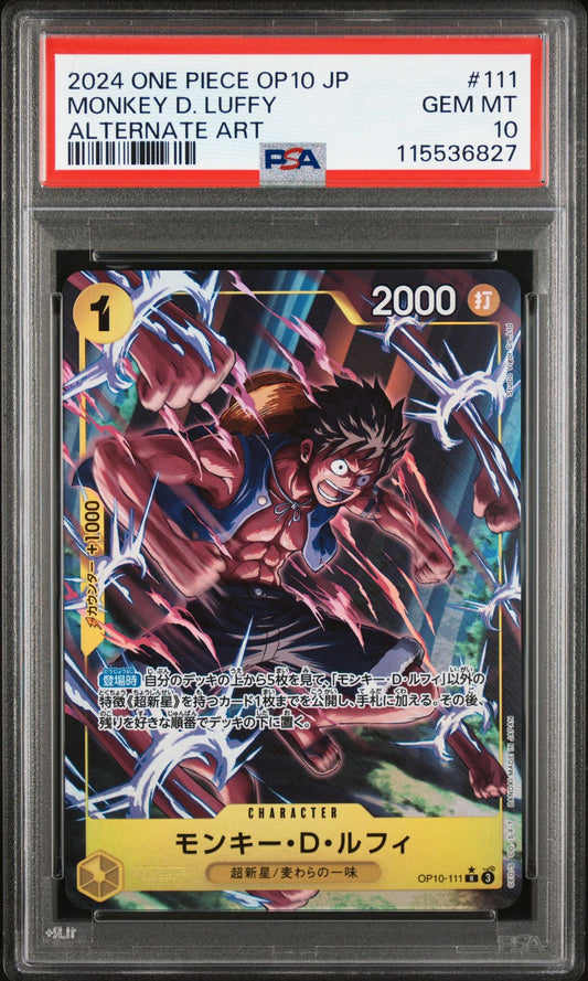 PSA 10 2024 ONE PIECE JAPANESE OP10-ROYAL BLOOD | ALTERNATE ART MONKEY D. LUFFY 111