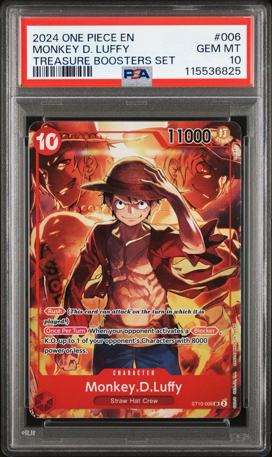 PSA 10 2024 ONE PIECE PROMOS | TREASURE BOOSTERS SET MONKEY D. LUFFY 006
