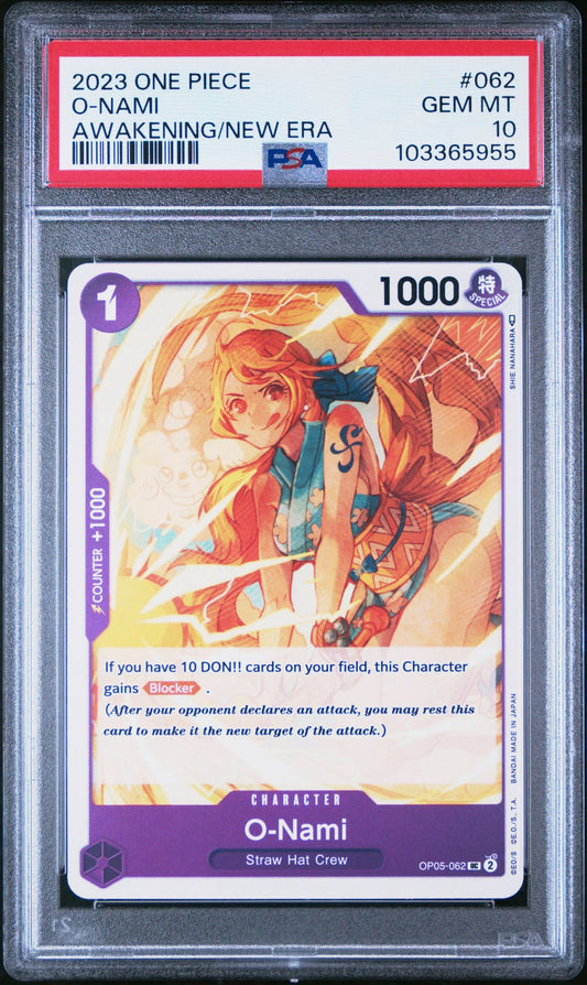 PSA 10 2023 ONE PIECE OP05-AWAKENING OF THE NEW ERA 062 O-NAMI