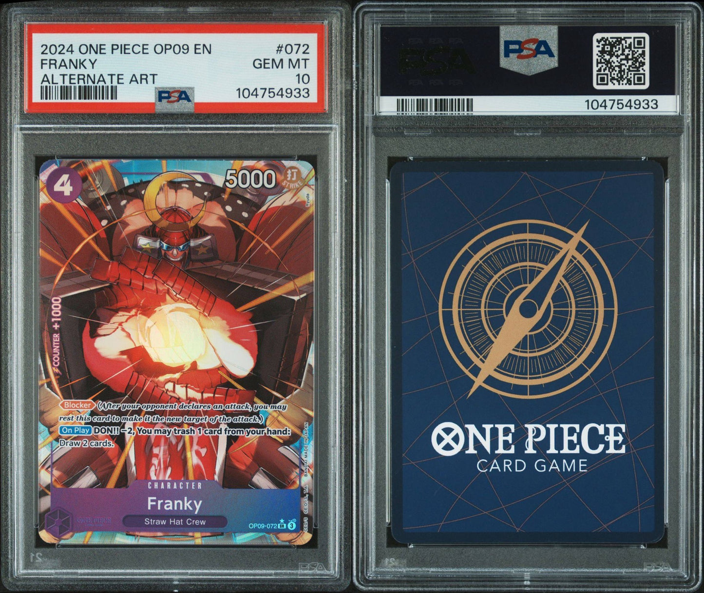 PSA 10 2024 ONE PIECE OP09-EMPERORS IN THE NEW WORLD | ALTERNATE ART 072 FRANKY