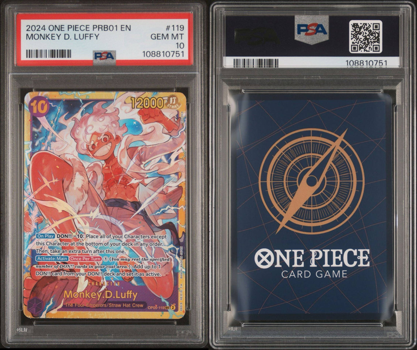 PSA 10 2024 ONE PIECE PRB01-PREMIUM BOOSTER -ONE PIECE CARD THE BEST-MONKEY D. LUFFY 119