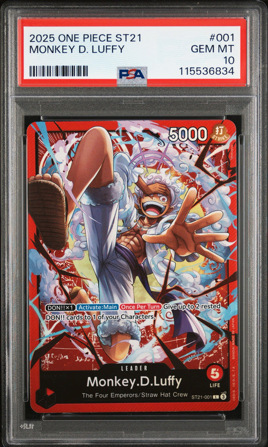 PSA 10 2025 ONE PIECE STARTER DECK ST21-EX GEAR 5 MONKEY D. LUFFY 001