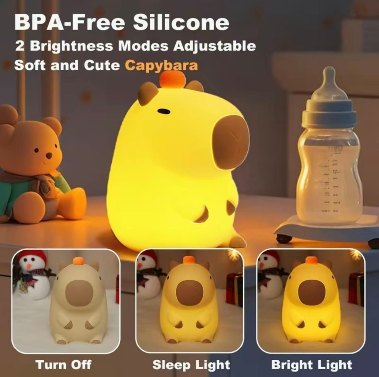 Cartoon Capybara Design Night Light
