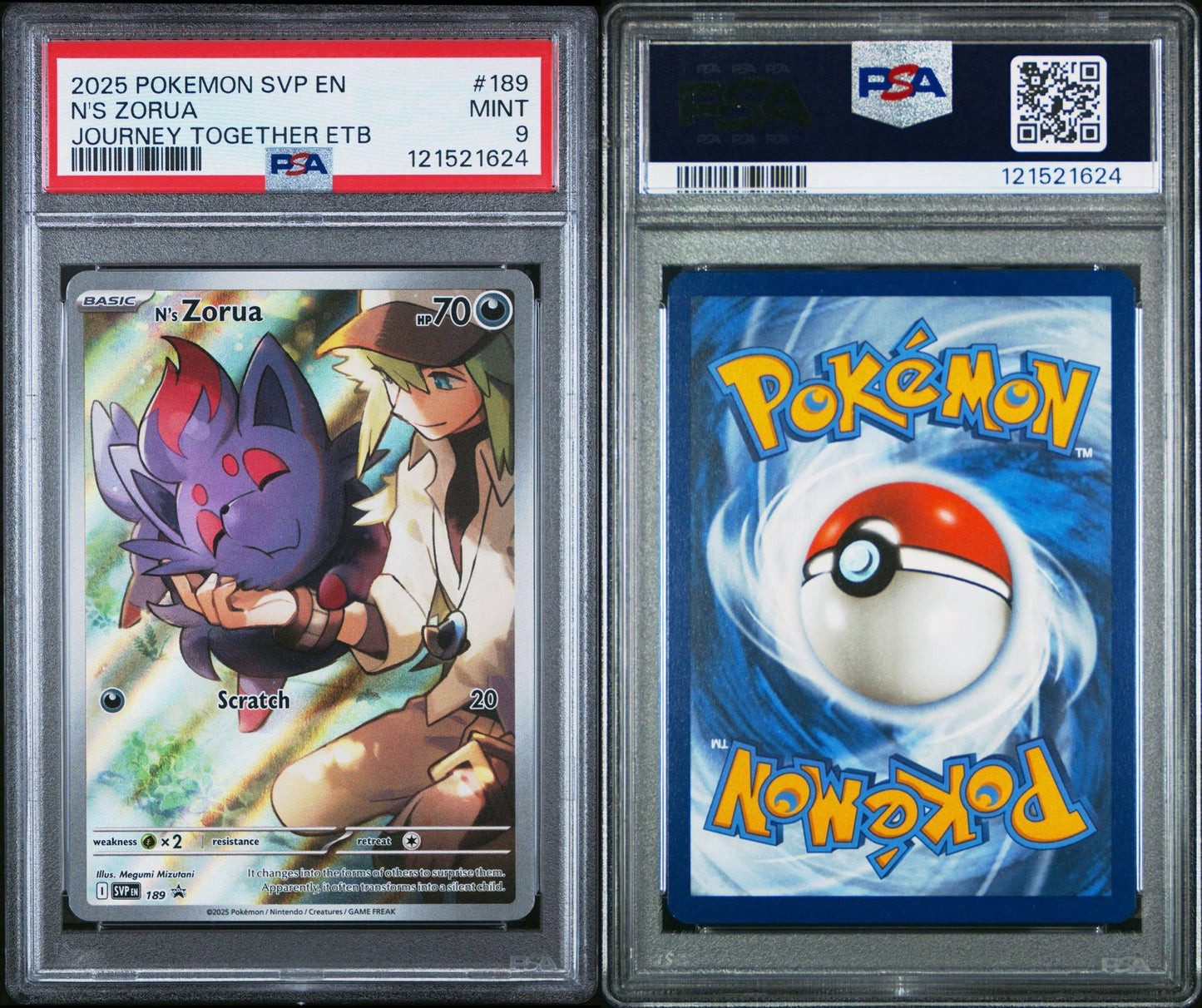 PSA 9 2025 POKEMON SVP EN-SV BLACK STAR PROMO | JOURNEY TOGETHER ELITE TRAINER BOX N’S ZORUA 189