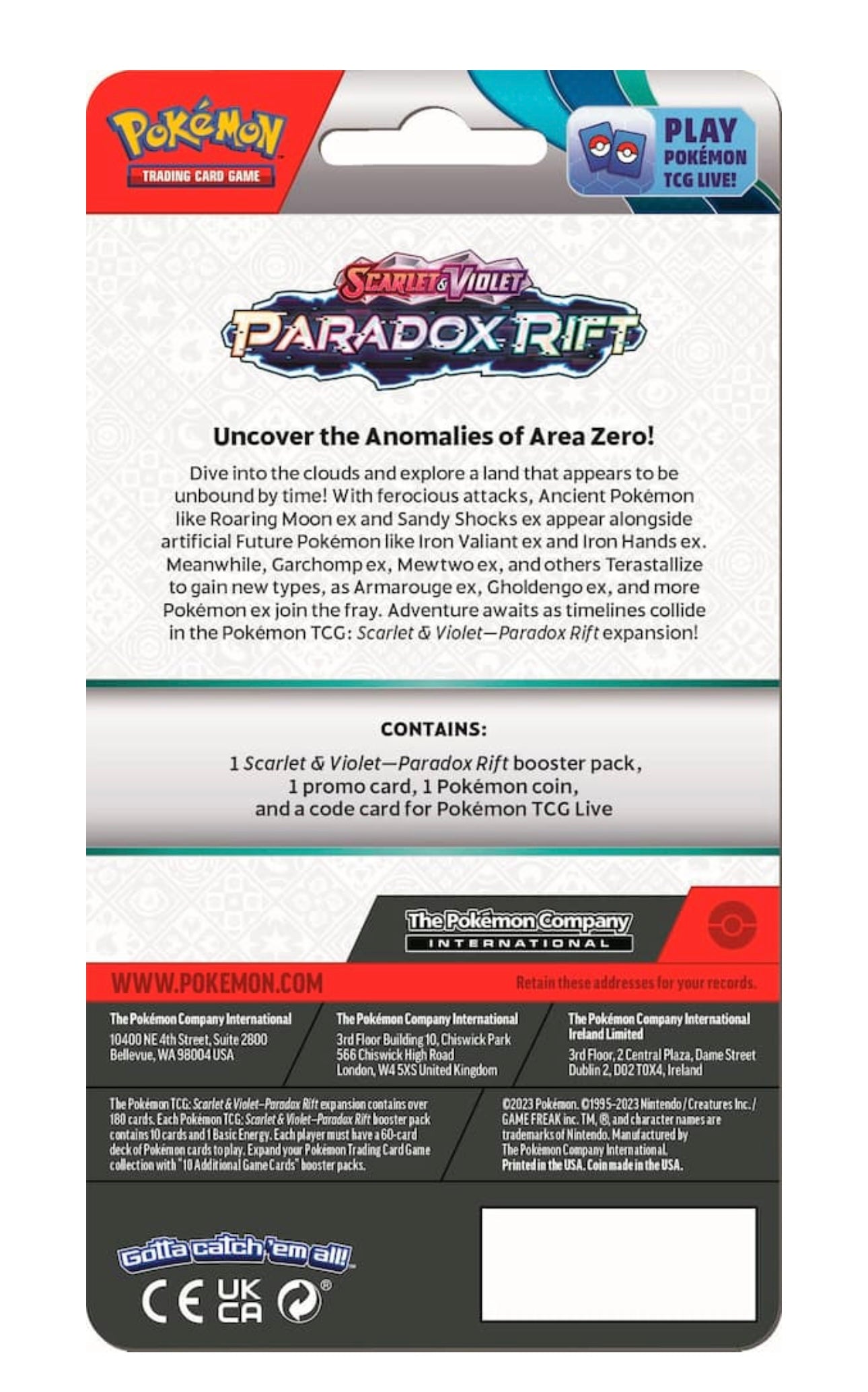 POKEMON -TCG SCARLET &. VIOLET PARADOX RIFT - STYLE MAY VARY