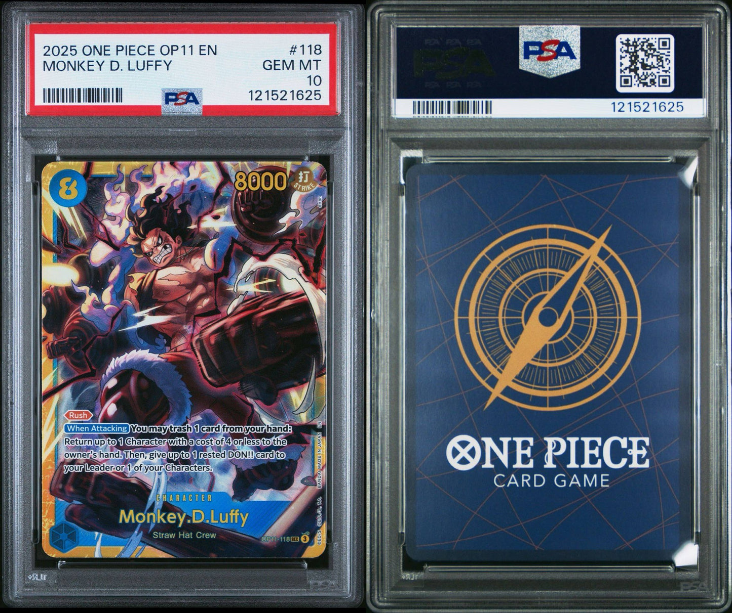 PSA 10 2025 ONE PIECE OP11-A FIST OF DIVINE SPEED MONKEY D. LUFFY 118