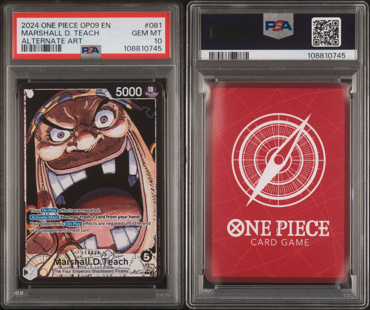 PSA 10 2024 ONE PIECE OP09-EMPERORS IN THE NEW WORLD | ALTERNATE ART MARSHALL D. TEACH 081