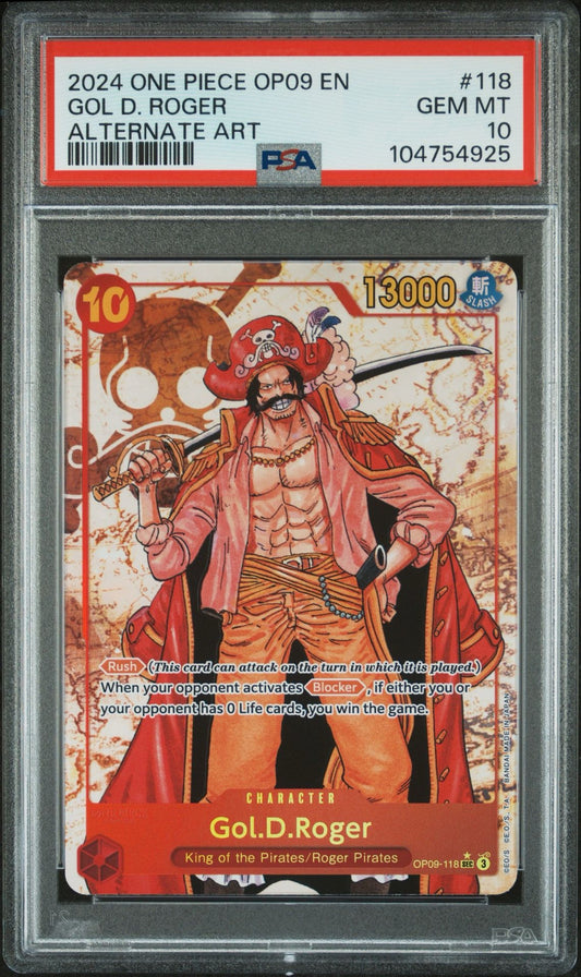 PSA 10 2024 ONE PIECE OP09-EMPERORS IN THE NEW WORLD | ALTERNATE ARTGOL D. ROGER 118