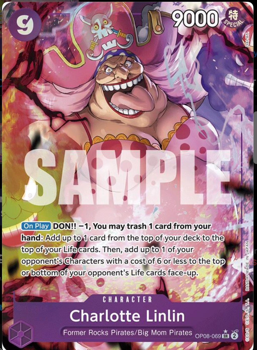 ONE PIECE CHARLOTTE LINLIN OP08-069 ALTERNATE FULL ART SR SUPER RARE ENGLISH