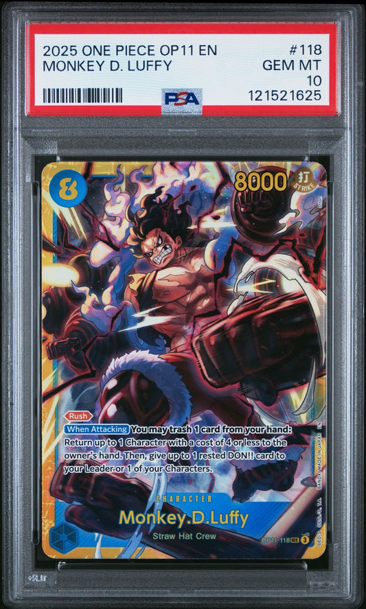 PSA 10 2025 ONE PIECE OP11-A FIST OF DIVINE SPEED MONKEY D. LUFFY 118