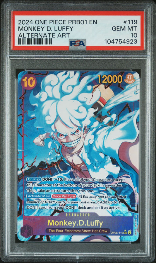 PSA 10 2024 ONE PIECE PRB01-PREMIUM BOOSTER -ONE PIECE CARD THE BEST- | ALTERNATE ARTMONKEY D. LUFFY 119