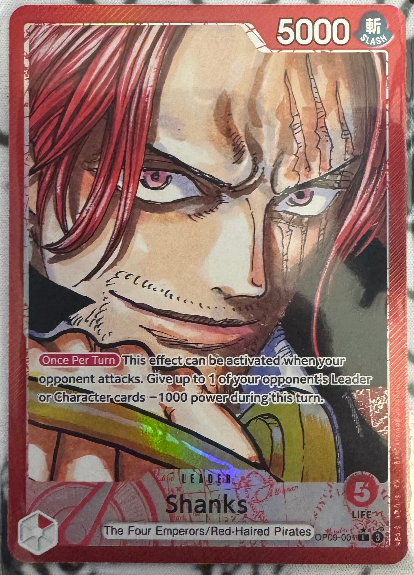 ONE PIECE SHANKS OP09-001 LEADER ALT ART EMPERORS IN THE NEW WORLD ENGLISH