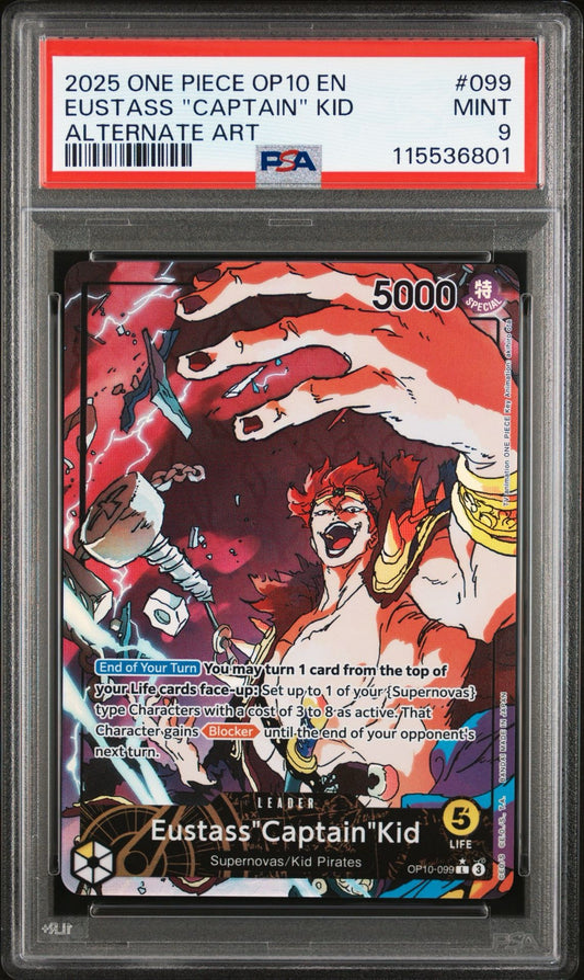 PSA 9 2025 ONE PIECE OP10-ROYAL BLOOD | ALTERNATE ART EUSTASS "CAPTAIN" KID 099