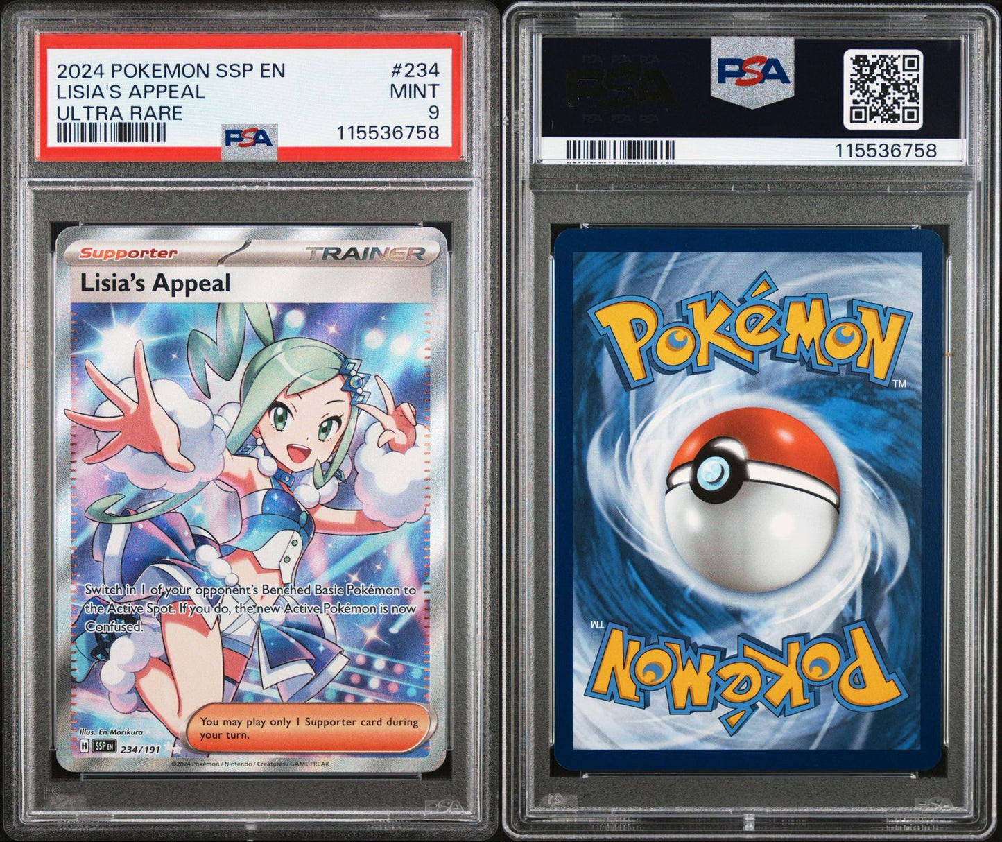 PSA 9 2024 POKEMON SSP EN-SURGING SPARKS | ULTRA RARE LISIA'S APPEAL 234