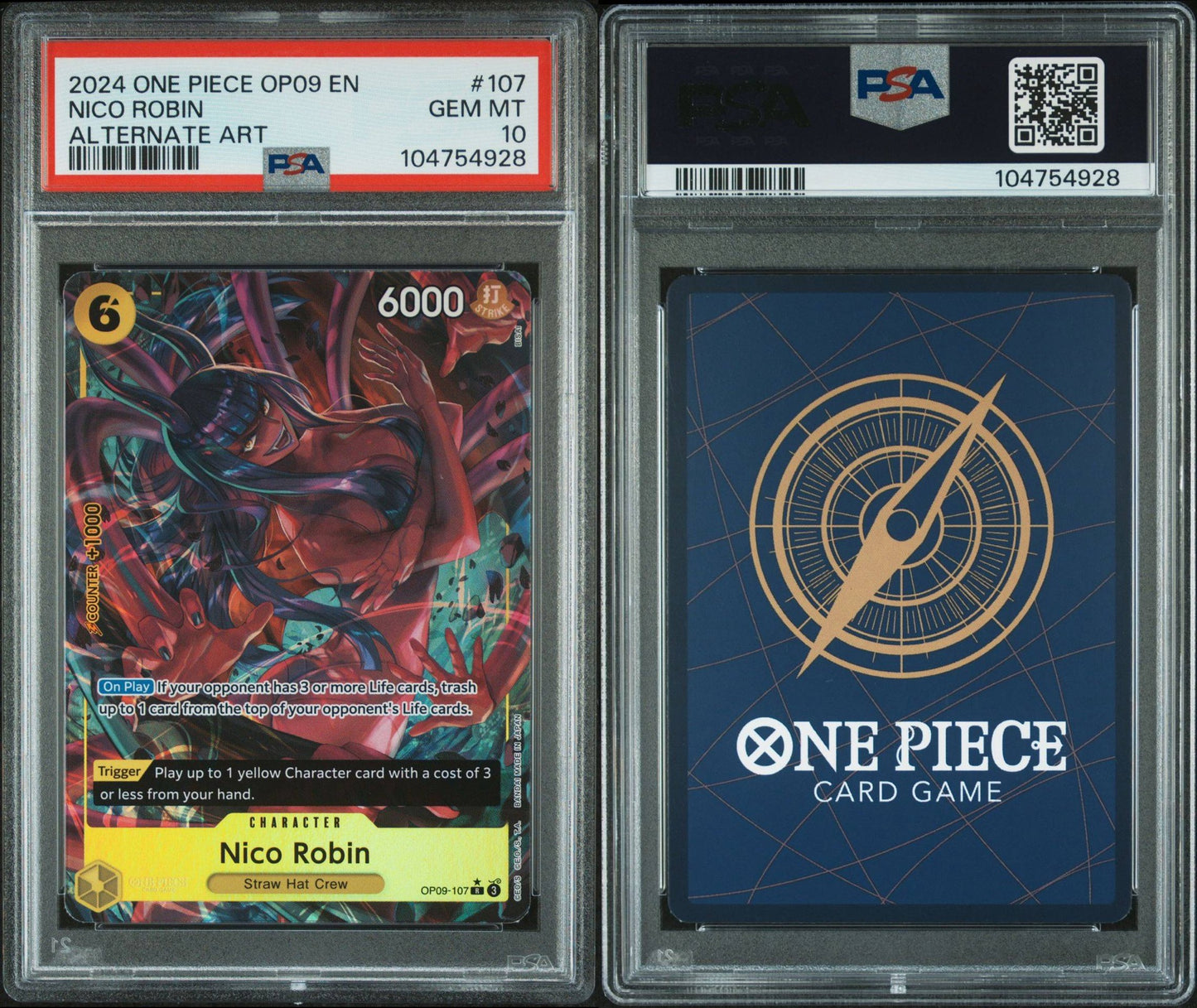 PSA 102024 ONE PIECE OP09-EMPERORS IN THE NEW WORLD | ALTERNATE ARTNICO ROBIN 107