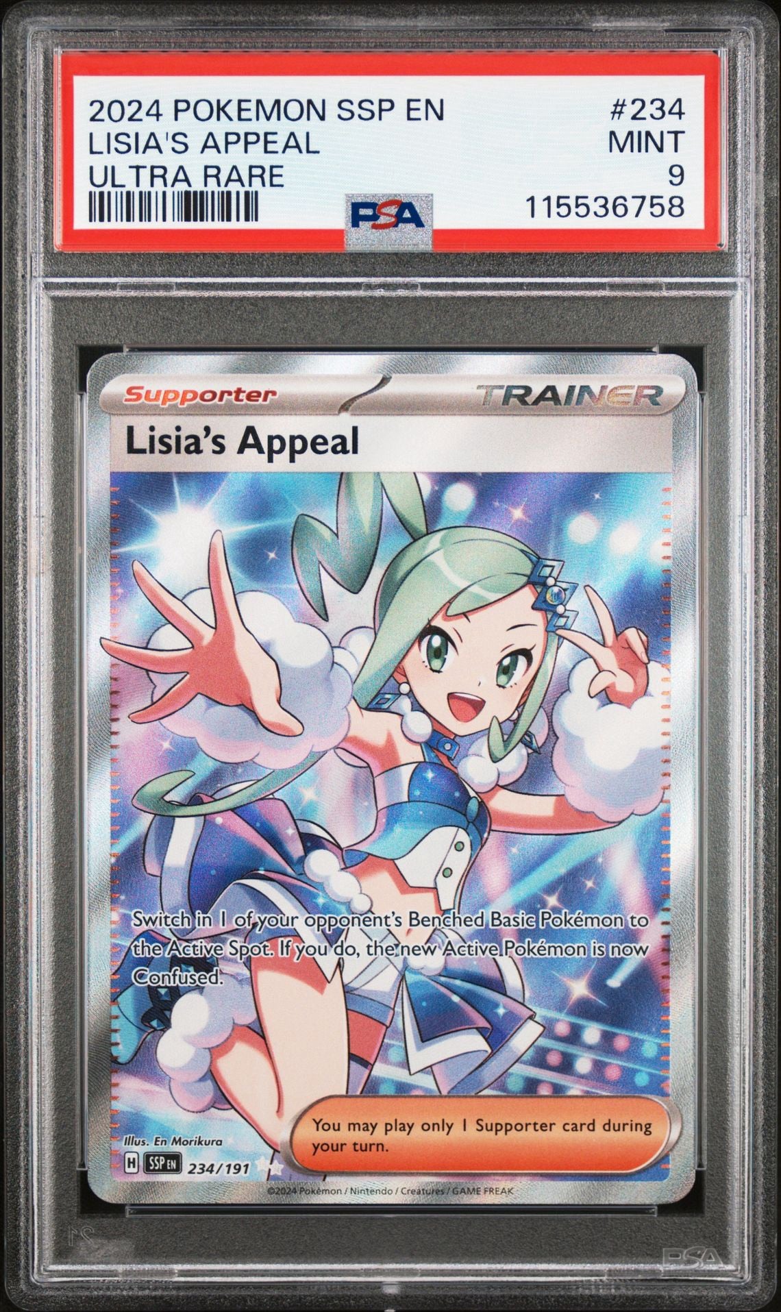 PSA 9 2024 POKEMON SSP EN-SURGING SPARKS | ULTRA RARE LISIA'S APPEAL 234
