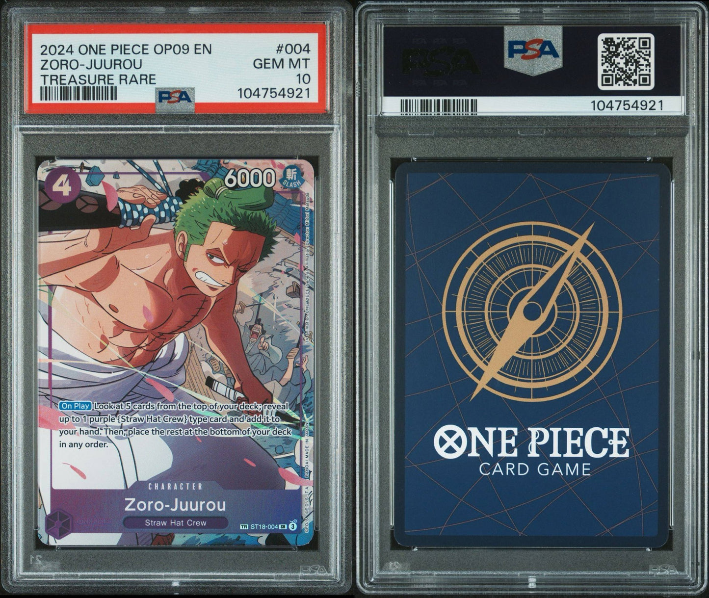 PSA 10 2024 ONE PIECE OP09-EMPERORS IN THE NEW WORLD | TREASURE RAREZORO-JUUROU 004