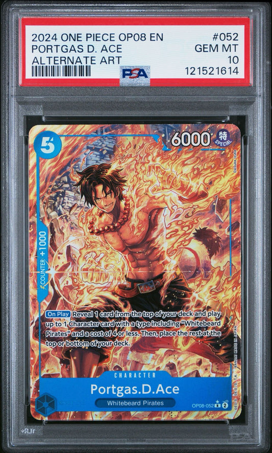 PSA 10 2024 ONE PIECE OP08-TWO LEGENDS | ALTERNATE ART PORTGAS D. ACE 052