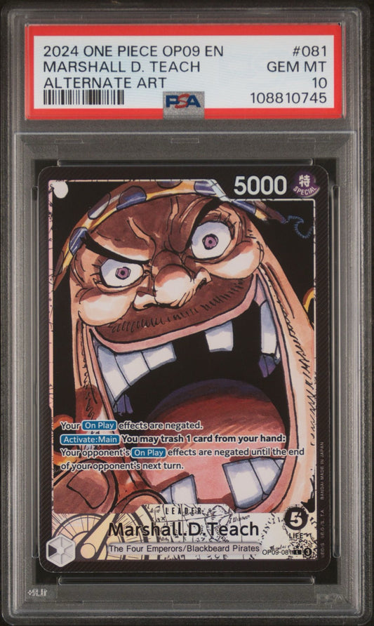 PSA 10 2024 ONE PIECE OP09-EMPERORS IN THE NEW WORLD | ALTERNATE ART MARSHALL D. TEACH 081