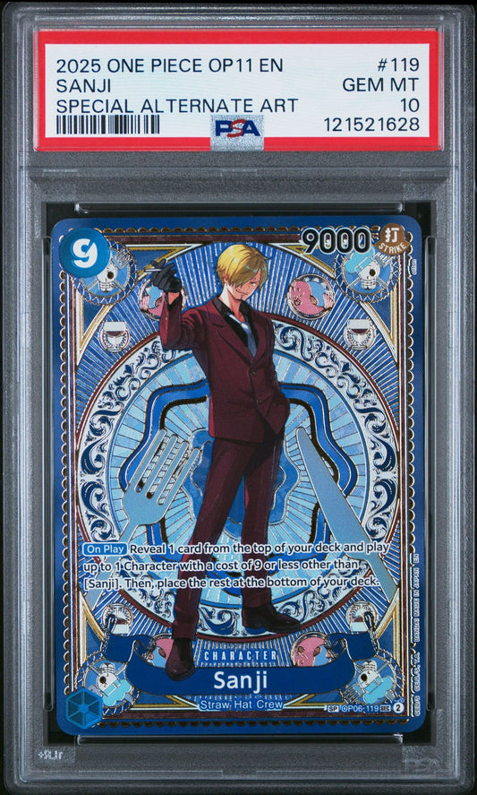PSA 10 2025 ONE PIECE OP11-A FIST OF DIVINE SPEED | SPECIAL ALTERNATE ART SANJI 119