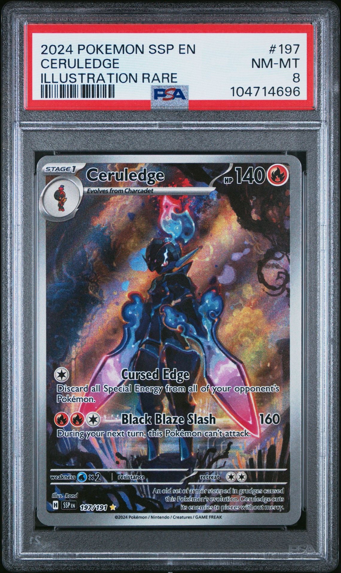 PSA 8 2024 POKEMON SSP EN-SURGING SPARKS | ILLUSTRATION RARE 197 CERULEDGE
