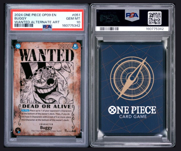 PSA 10 2024 One Piece Op09-Emperors in the New World Buggy #051 Wanted Alternate Art