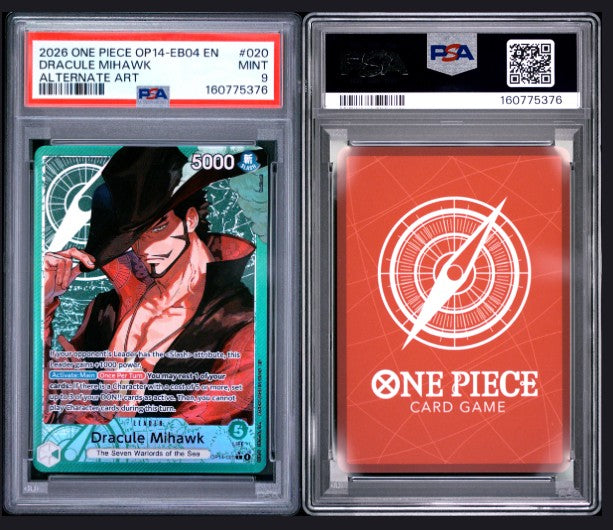 PSA 9 2026 One Piece Op14-Eb04-The Azure Sea's Seven Dracule Mihawk #020