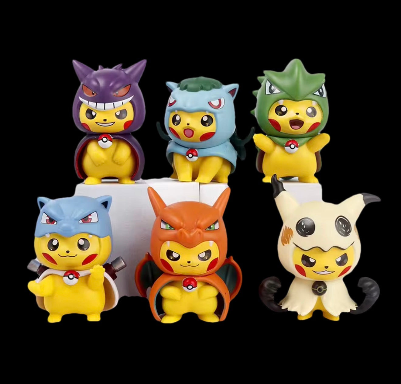 PIKACHU COSPLAY FIGURES 3.5INCH VINYL DESK DECORATION (6PCS/SET) (BOX NOT INCLIUDED)