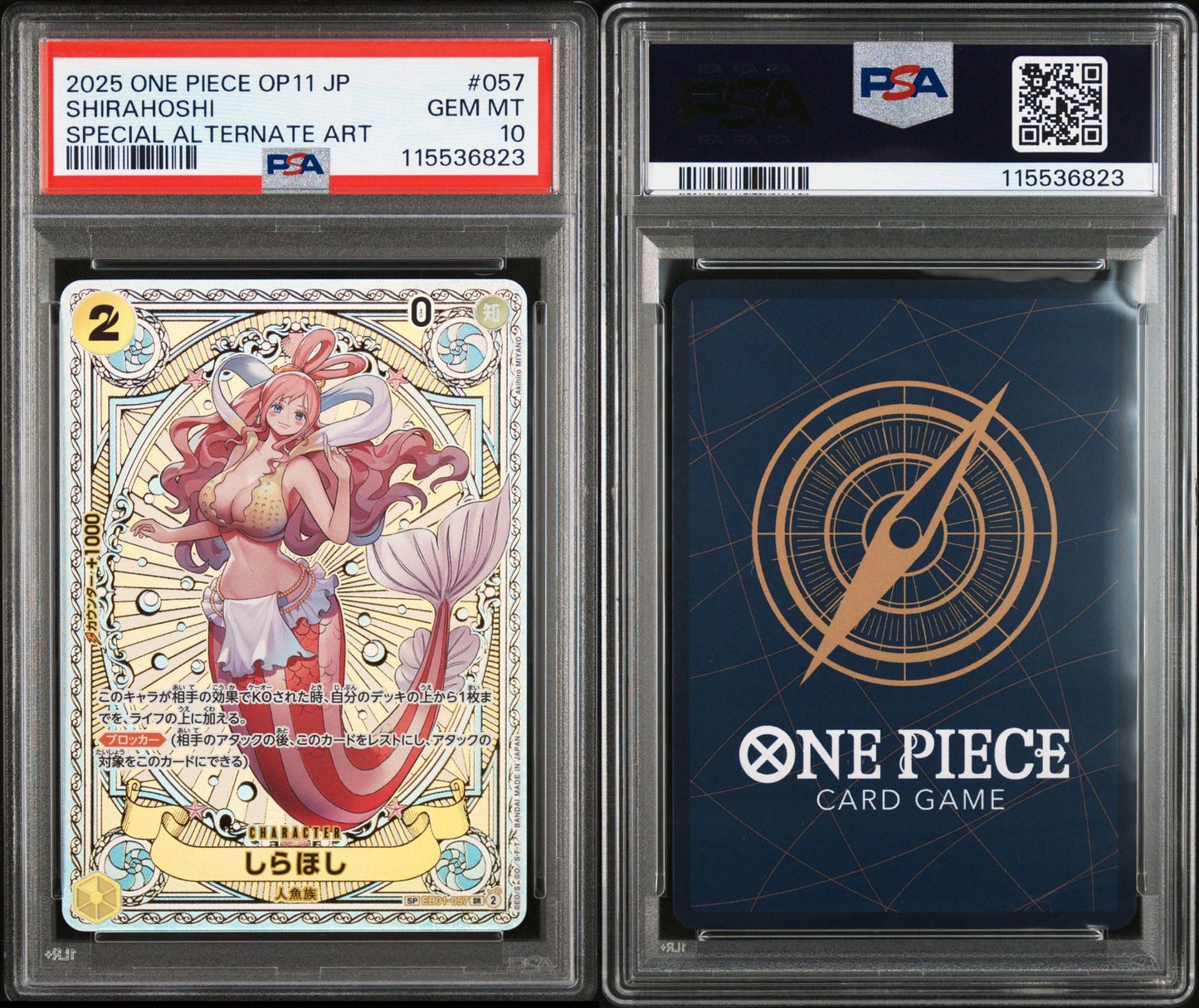PSA 10 2025 ONE PIECE JAPANESE OP11-A FIST OF DIVINE SPEED | SPECIAL ALTERNATE ART SHIRAHOSHI 057