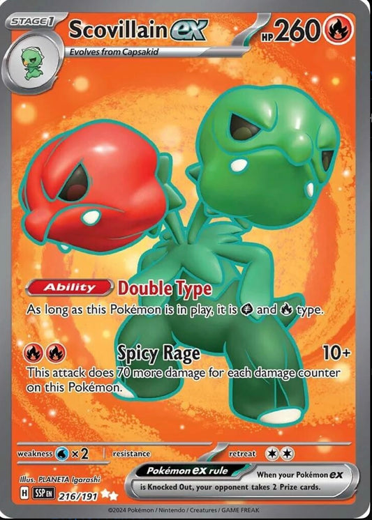 POKEMON CARD - SCOVILLAIN EX FULL ART ULTRA RARE 216/191 SURGING SPARKS (ENGLISH)
