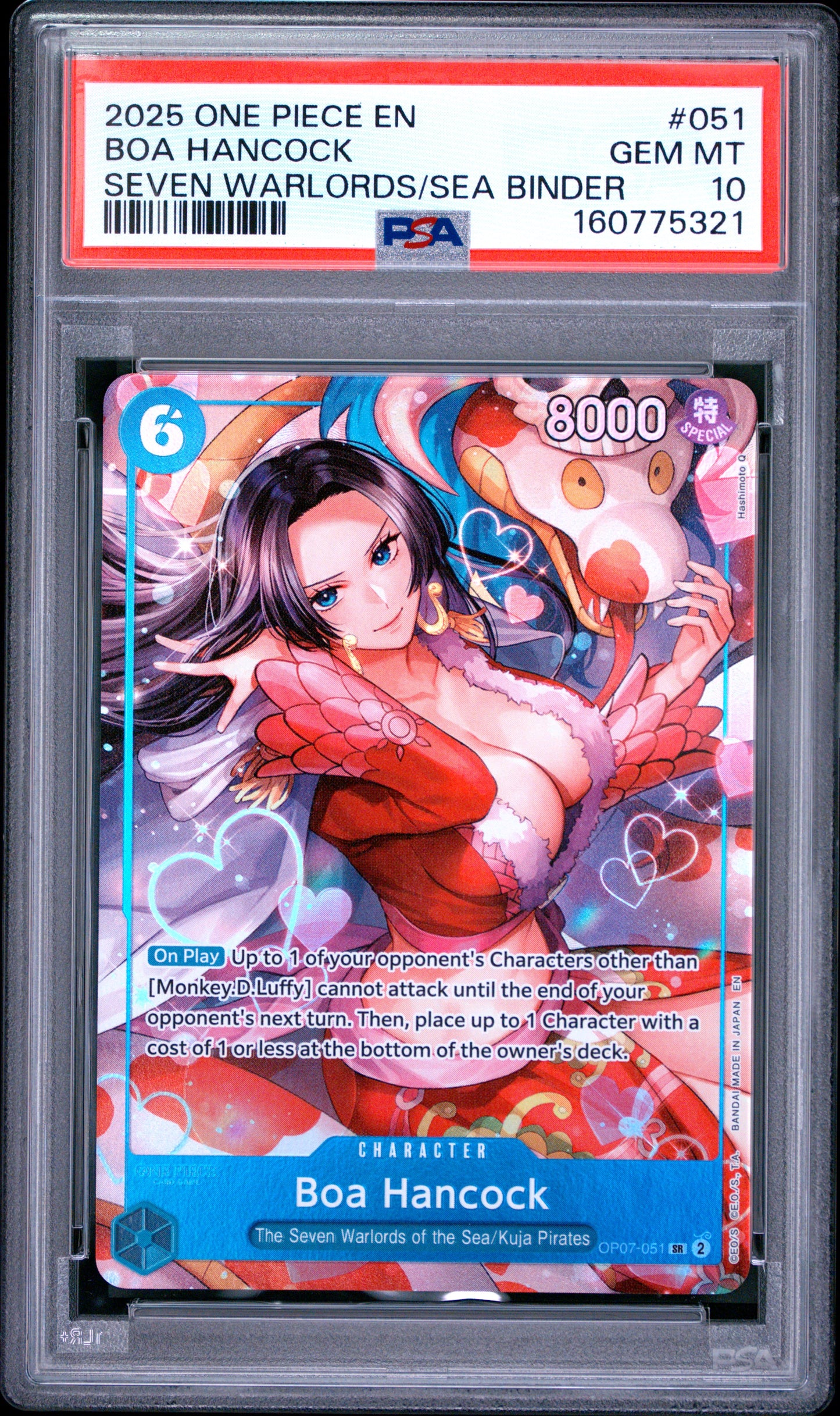 PSA 10 2025 One Piece Seven Warlords of the Sea Binder Set Boa Hancock #051