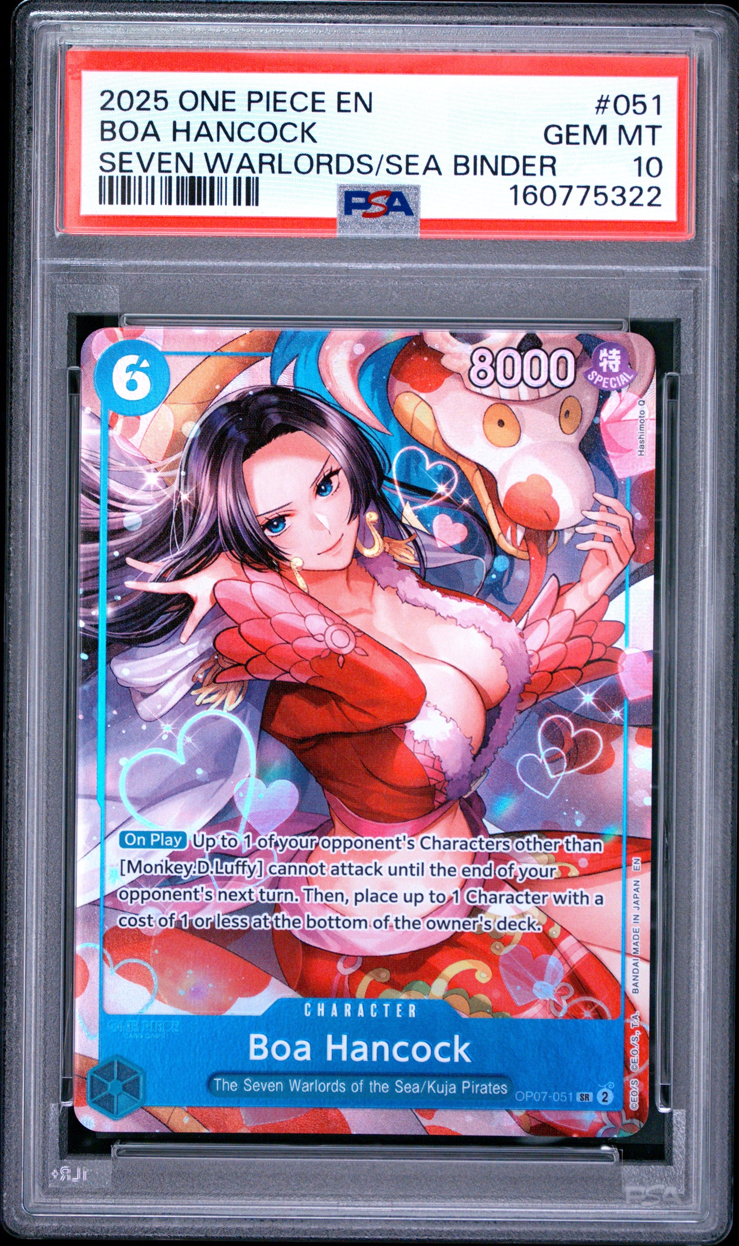 PSA 10 2025 One Piece Seven Warlords of the Sea Binder Set Boa Hancock #051