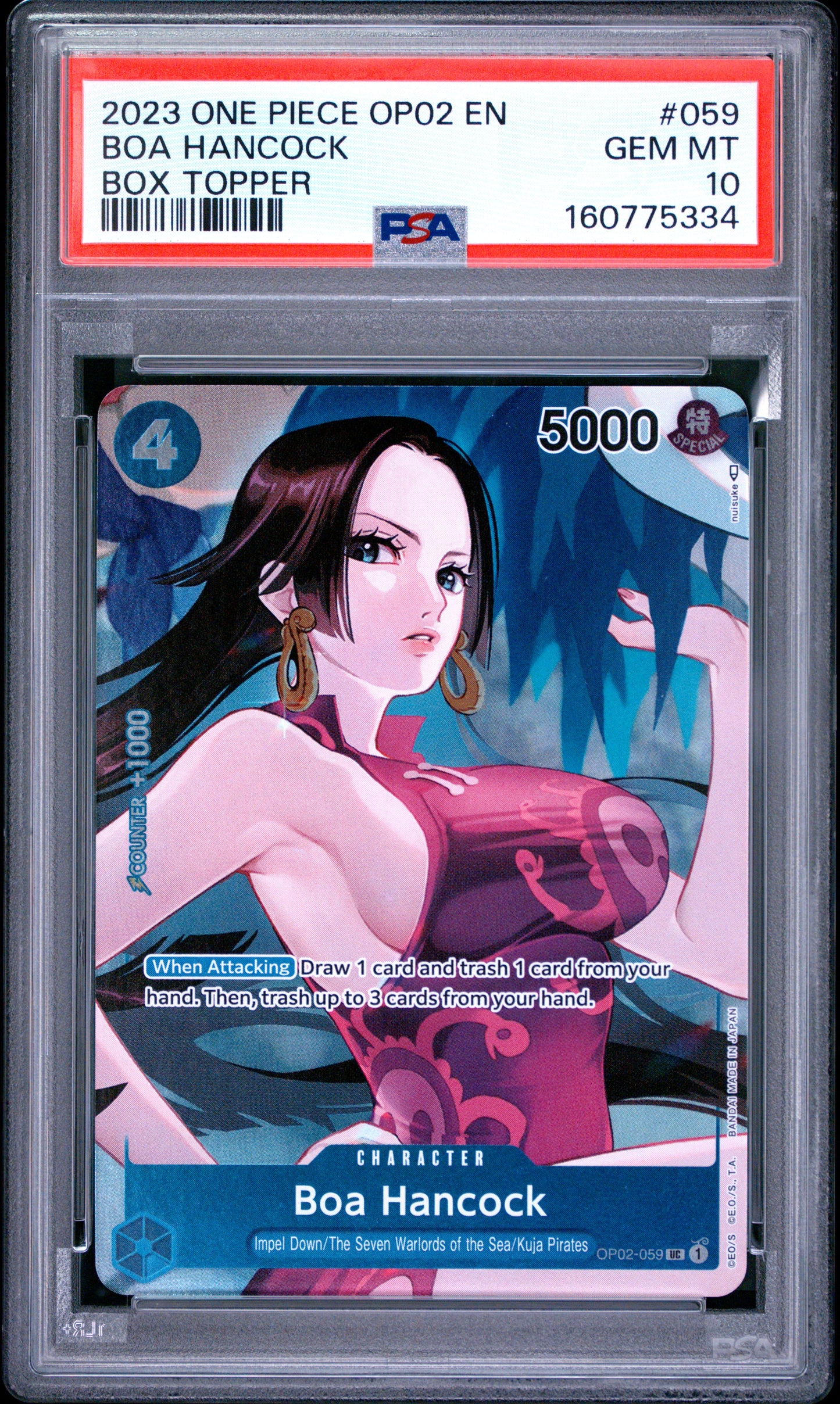 PSA 10 2023 One Piece Op02-Paramount War Boa Hancock #059 Box Topper