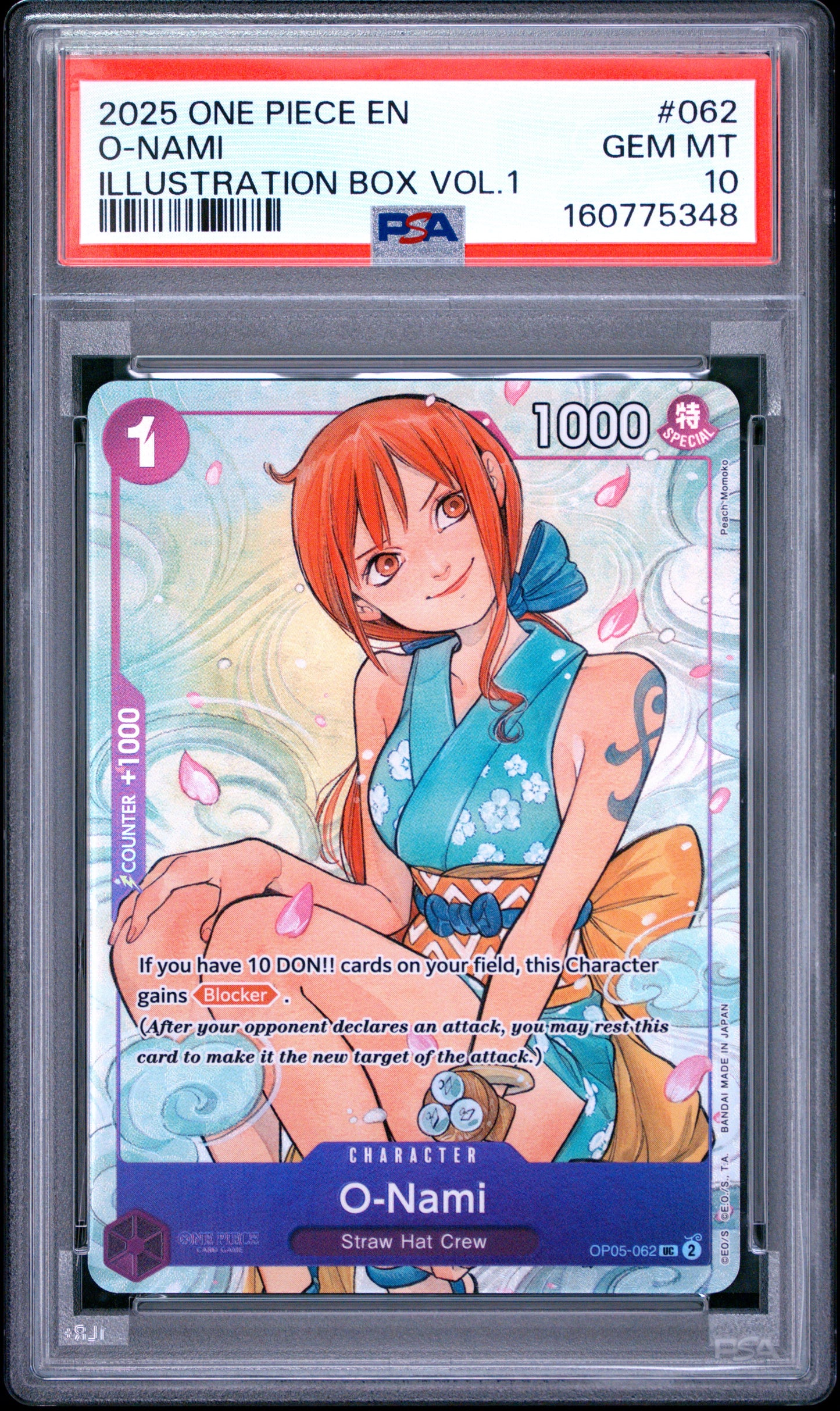 PSA 10 2025 One Piece Promos O-Nami #062 Illustration Box Vol.1