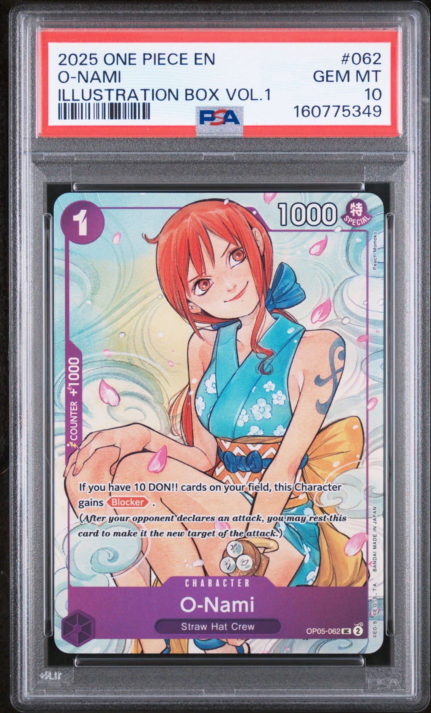 PSA 10 2025 One Piece Promos O-Nami #062 Illustration Box Vol.1