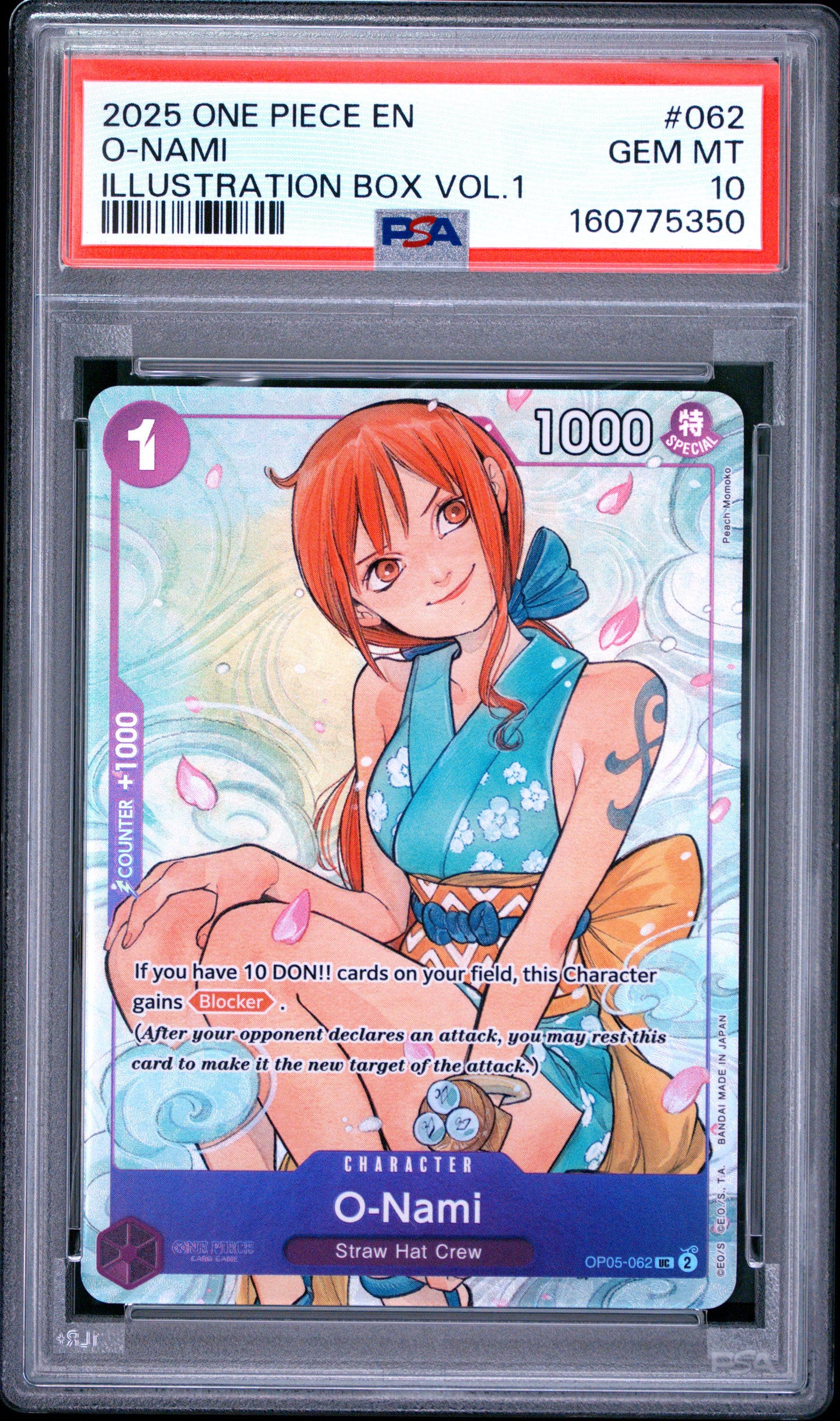 PSA 10 2025 One Piece Promos O-Nami #062 Illustration Box Vol.1