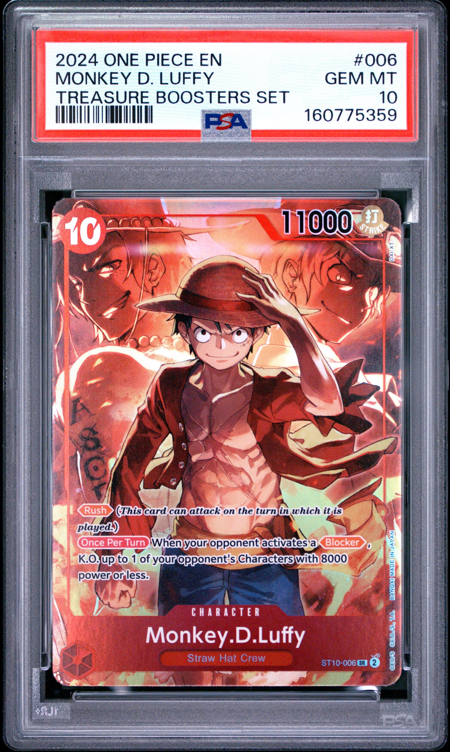 PSA 10 2024 One Piece Promos Monkey D. Luffy #006 Treasure Boosters Set