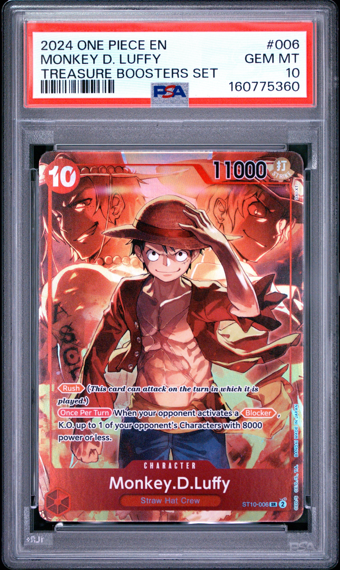 PSA 10 2024 One Piece Promos Monkey D. Luffy #006 Treasure Boosters Set