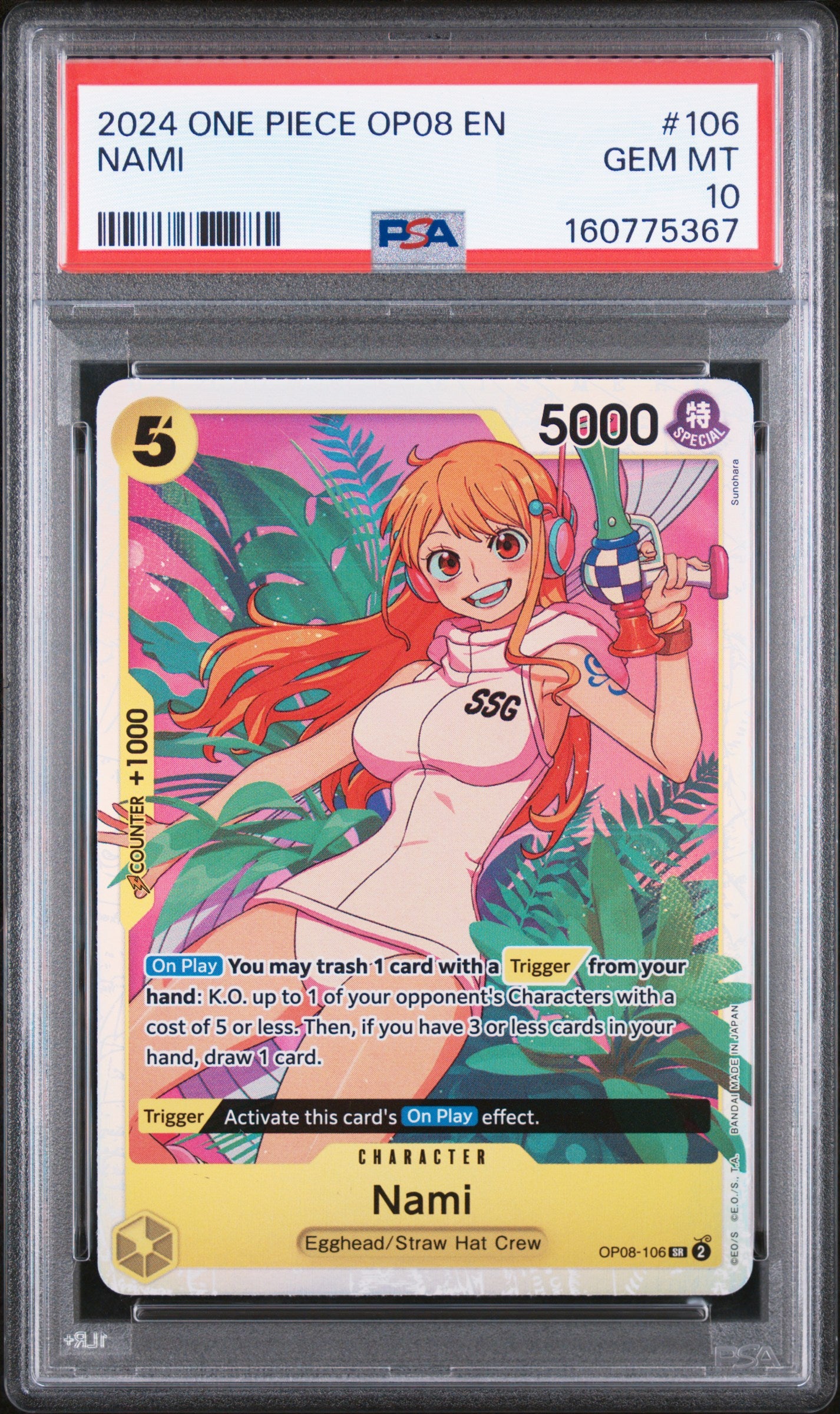 PSA 10 2024 One Piece Op08-Two Legends Nami #106