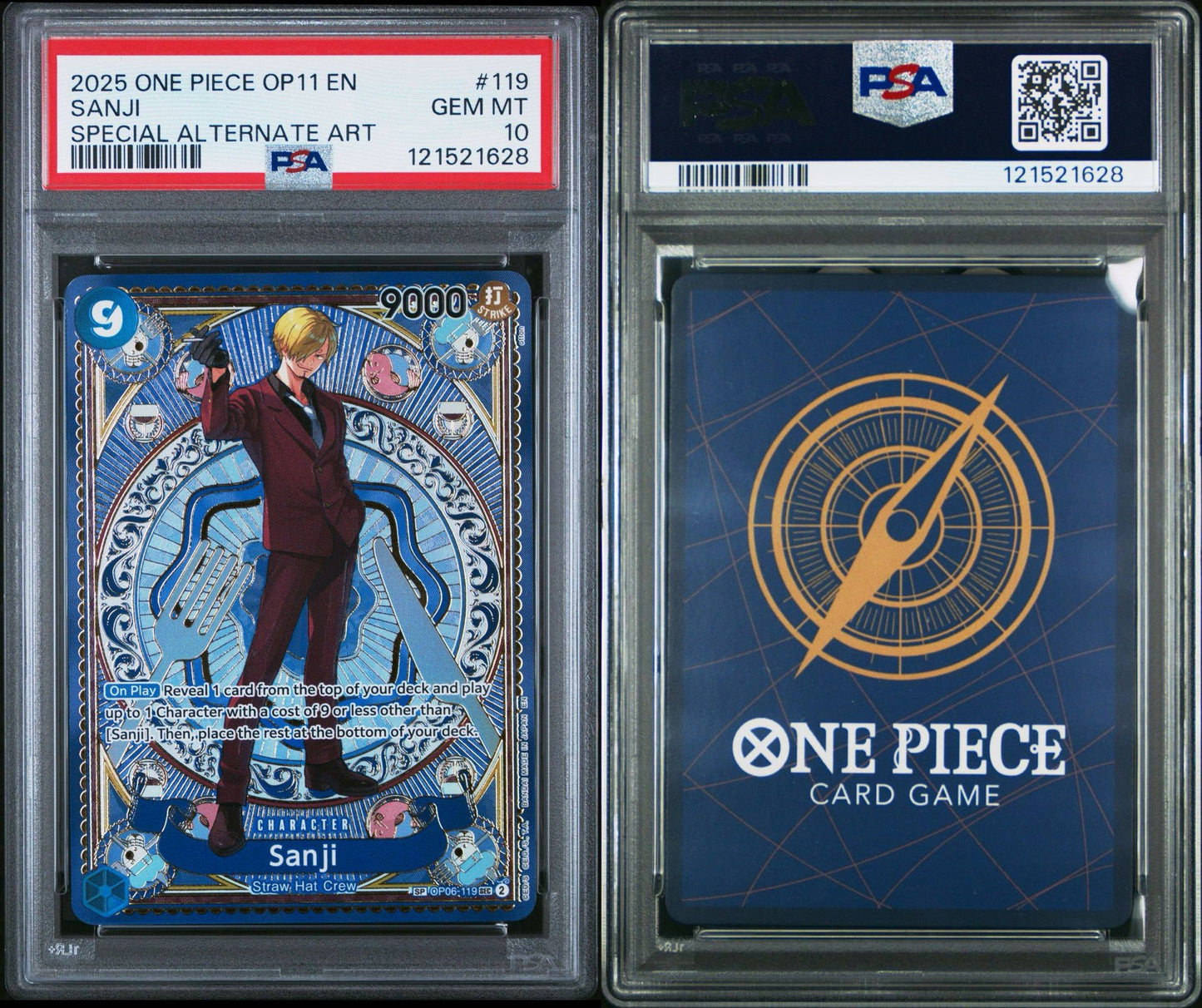PSA 10 2025 ONE PIECE OP11-A FIST OF DIVINE SPEED | SPECIAL ALTERNATE ART SANJI 119