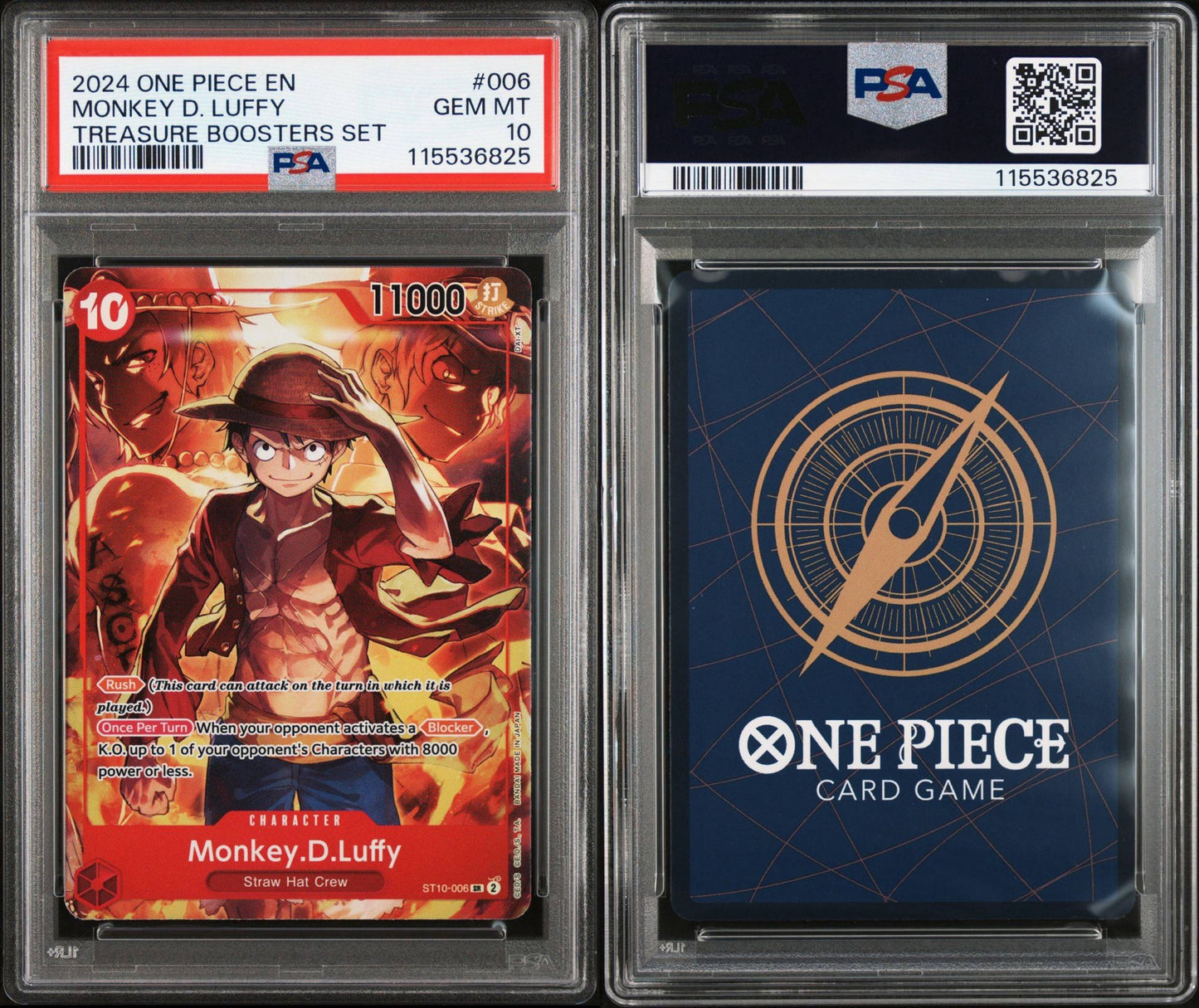 PSA 10 2024 ONE PIECE PROMOS | TREASURE BOOSTERS SET MONKEY D. LUFFY 006